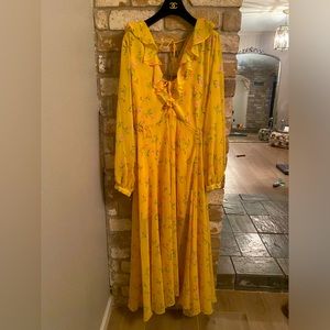 TOPSHOP Bright Yellow & Floral Dress